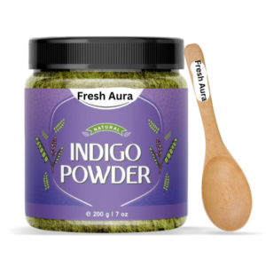 Herbal Indigo Powder for Natural Hair Color, Organic & Chemical-Free, Helps Protect Hair from Damage – with Wooden Spoon - 200g | 7 Oz